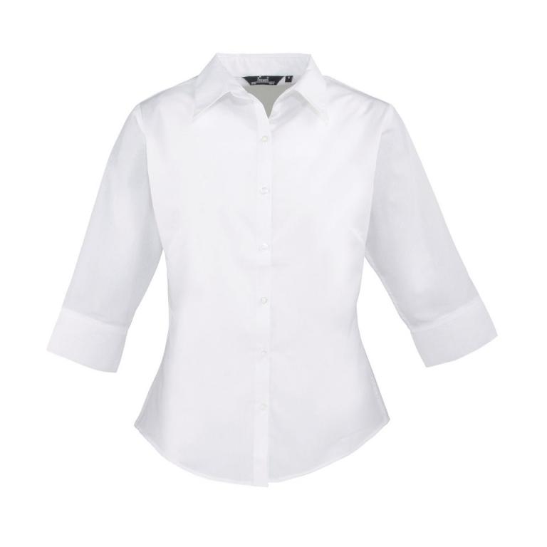 Women's ¾ sleeve poplin blouse White