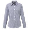 Women's Microcheck (Gingham) long sleeve cotton shirt Navy/White