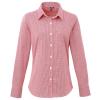 Women's Microcheck (Gingham) long sleeve cotton shirt Red/White