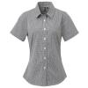 Women's Microcheck (Gingham) short sleeve cotton shirt Black/White