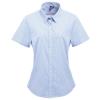 Women's Microcheck (Gingham) short sleeve cotton shirt Light Blue/White