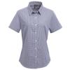 Women's Microcheck (Gingham) short sleeve cotton shirt Navy/White