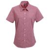 Women's Microcheck (Gingham) short sleeve cotton shirt Red/White