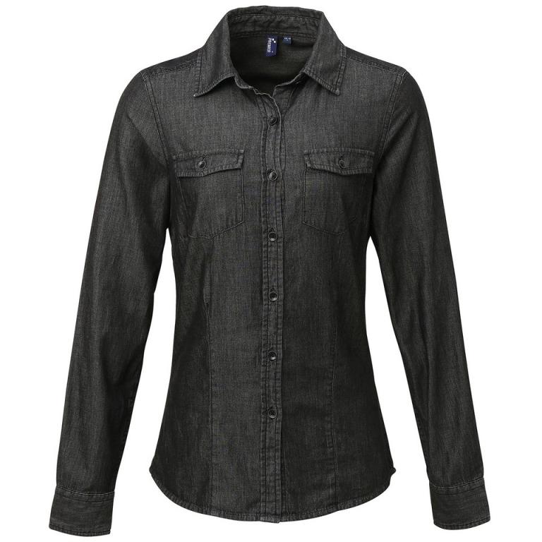 Women's jeans stitch denim shirt Black Denim