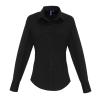 Women's stretch fit cotton poplin long sleeve blouse Black