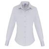 Women's stretch fit cotton poplin long sleeve blouse Silver