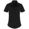 Women's stretch fit cotton poplin short sleeve blouse Black