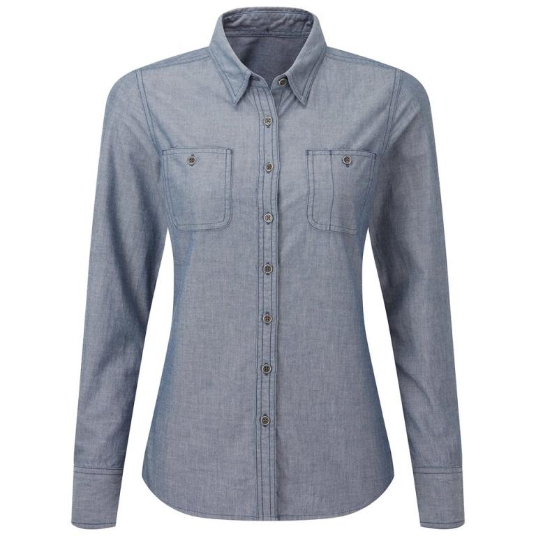 Women’s Chambray shirt, organic and Fairtrade certified Indigo Denim