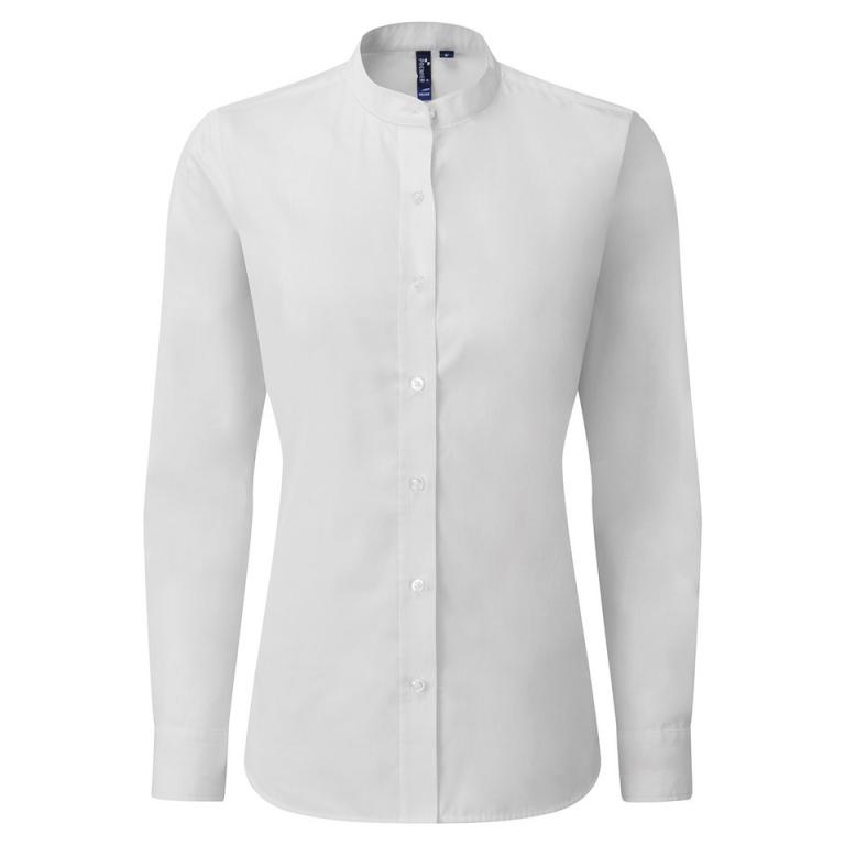 Women's banded collar 'grandad' shirt White