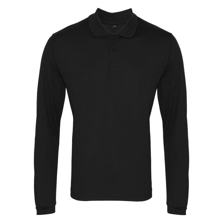 Long sleeve Coolchecker® piqué polo Black