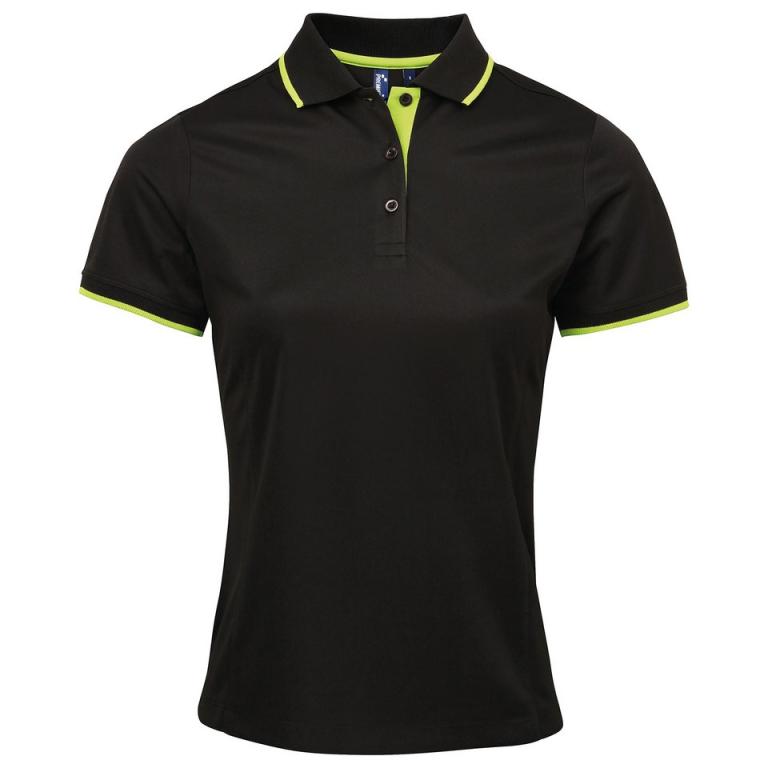 Women's contrast Coolchecker® polo Black/Lime