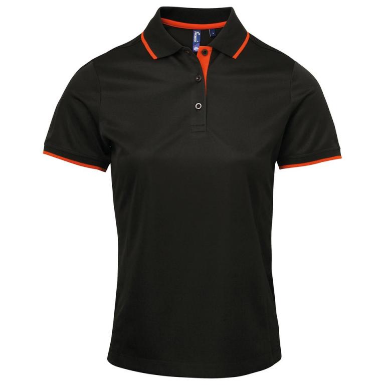 Women's contrast Coolchecker® polo Black/Orange