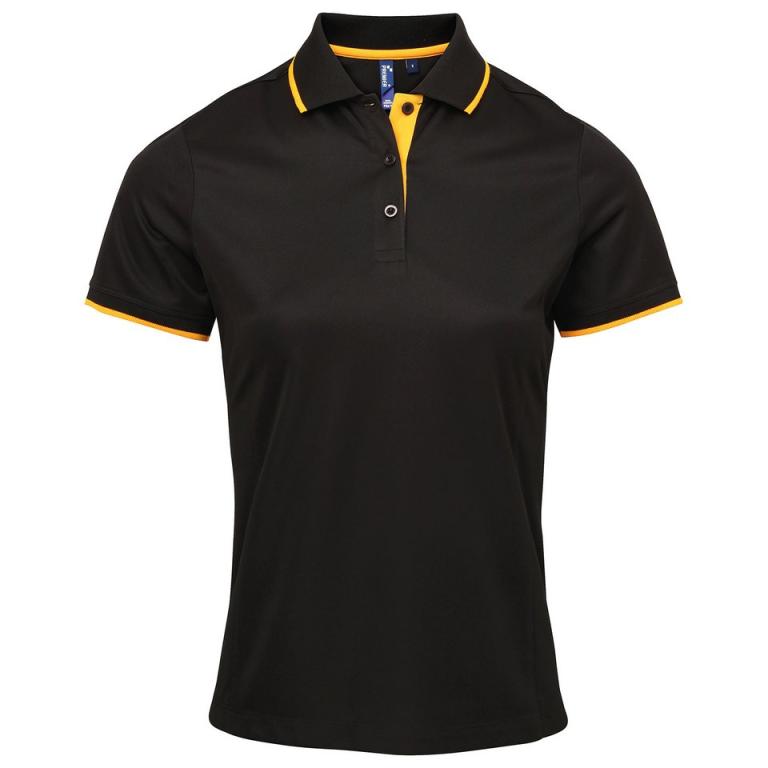 Women's contrast Coolchecker® polo Black/Sunflower