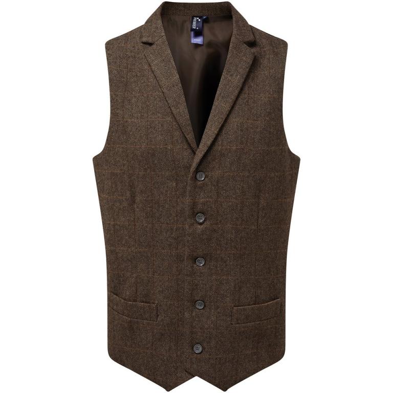 Herringbone waistcoat Brown Check