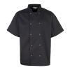 Studded front short sleeve chef's jacket Black