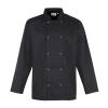 Studded front long sleeve chef's jacket Black