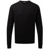 Crew neck cotton-rich knitted sweater Black