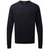 Crew neck cotton-rich knitted sweater Navy