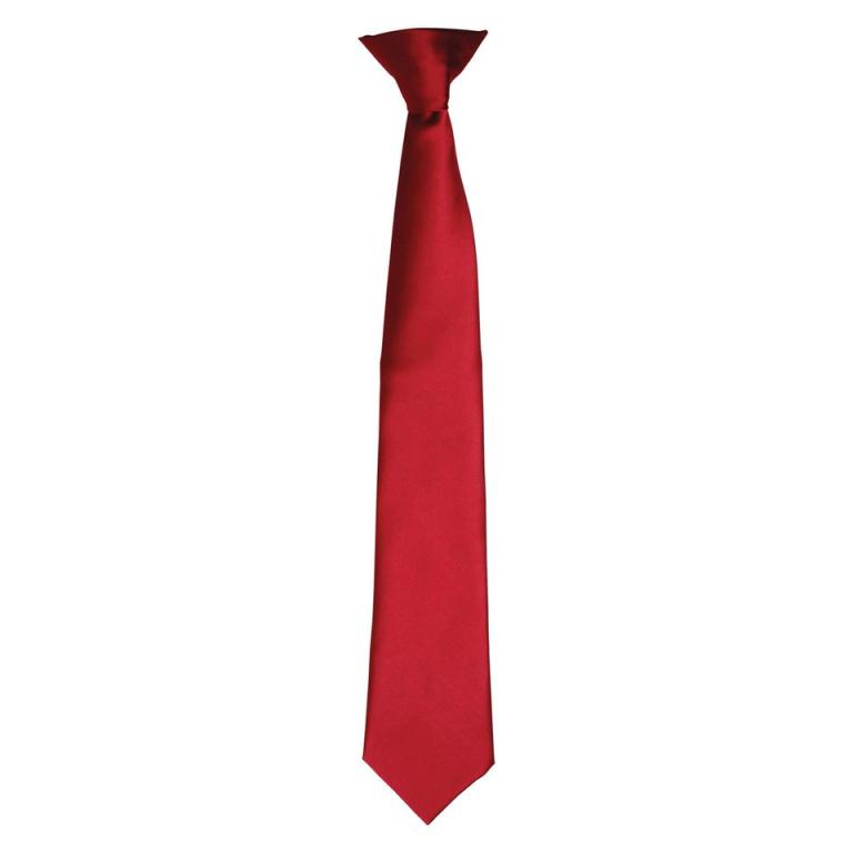 'Colours' satin clip tie Burgundy