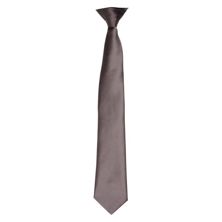 'Colours' satin clip tie Dark Grey