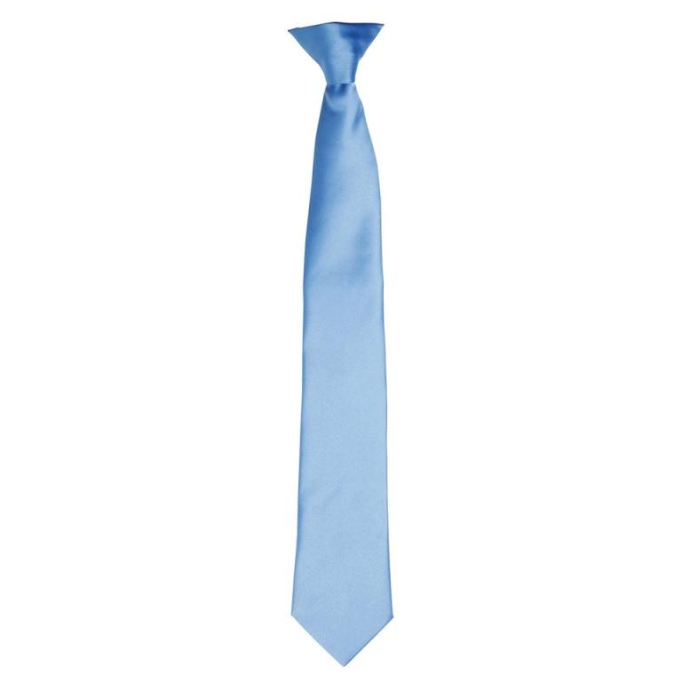 'Colours' satin clip tie Mid Blue