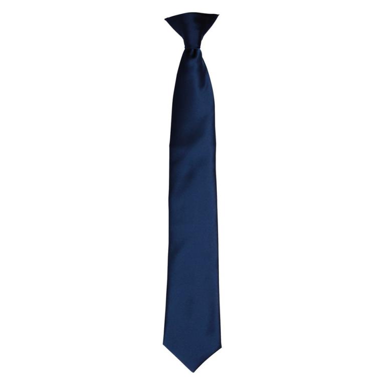 'Colours' satin clip tie Navy