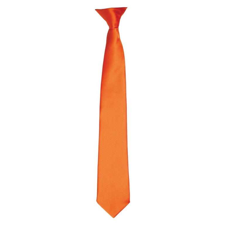 'Colours' satin clip tie Terracotta