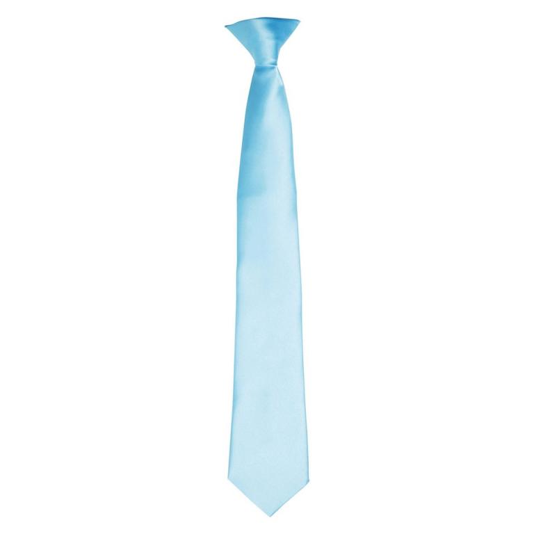 'Colours' satin clip tie Turquoise