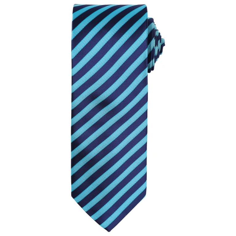 Double stripe tie Turquoise/Navy