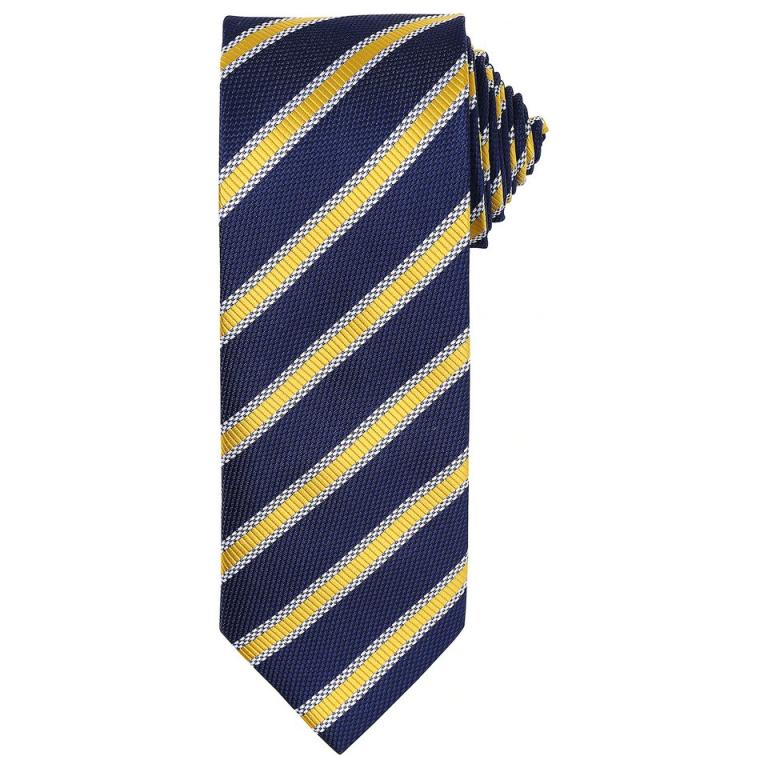 Waffle stripe tie Navy/Gold