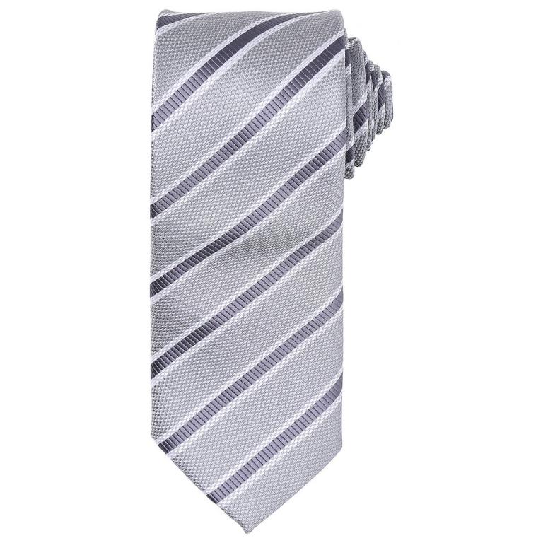 Waffle stripe tie Silver/Dark Grey