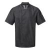 Chef's zip-close short sleeve jacket Black Denim