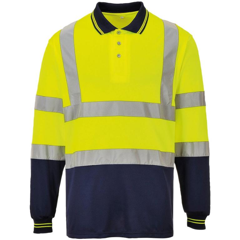 Two-tone long sleeve polo (S279) Yellow/Navy