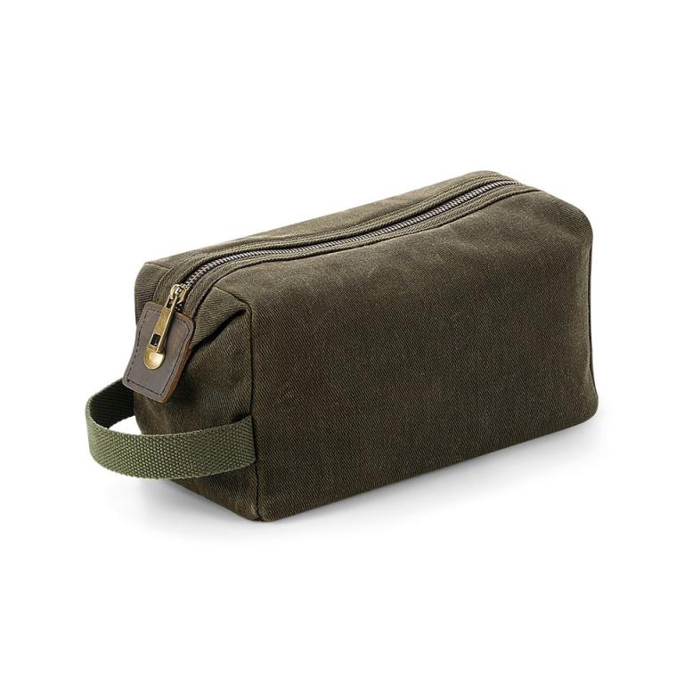 Heritage waxed canvas wash bag Olive Green