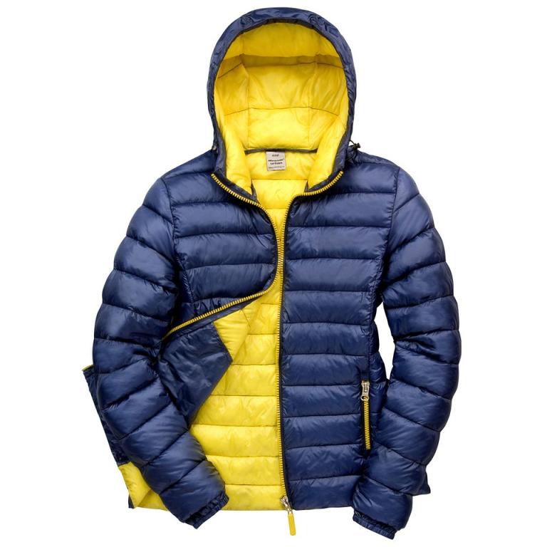 Women's Urban snow bird hooded jacket Navy/Yellow