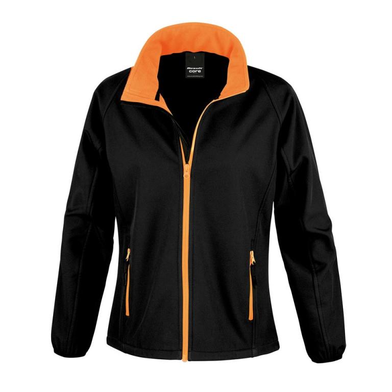 Women's Core printable softshell jacket Black/Orange