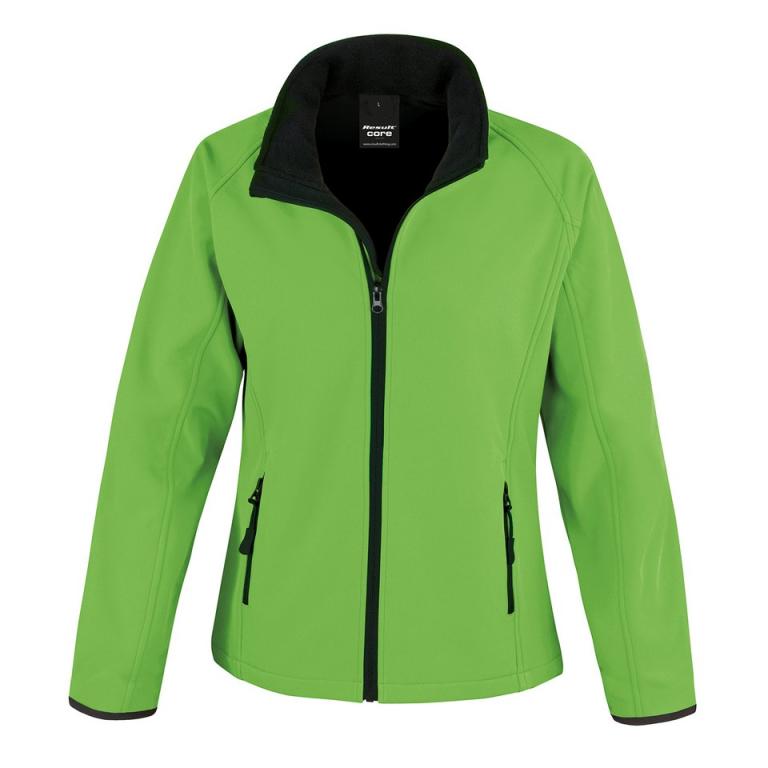 Women's Core printable softshell jacket Vivid Green/Black