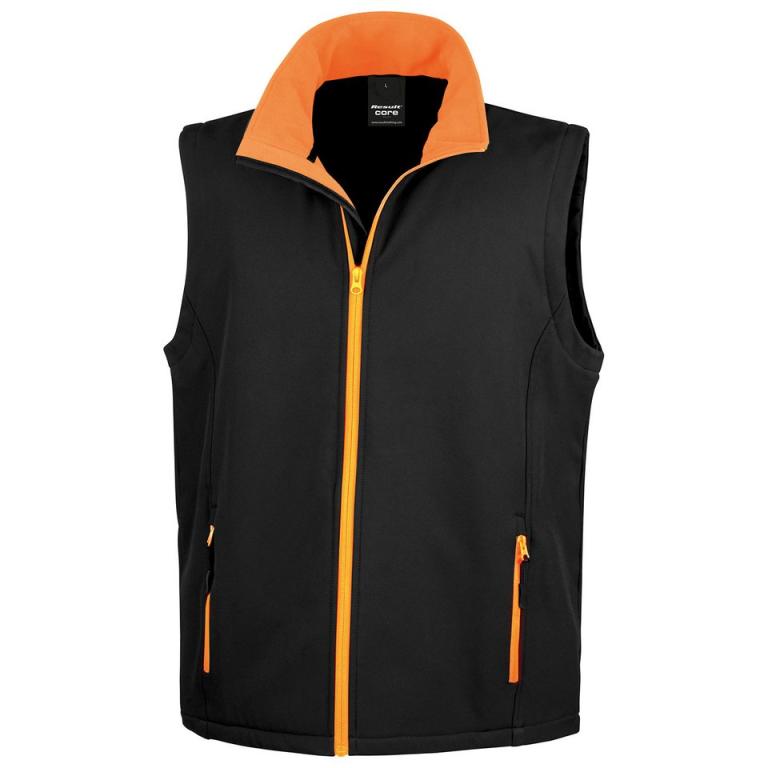 Printable softshell bodywarmer Black/Orange