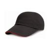 Junior low-profile heavy brushed cotton cap with sandwich peak Black/Red