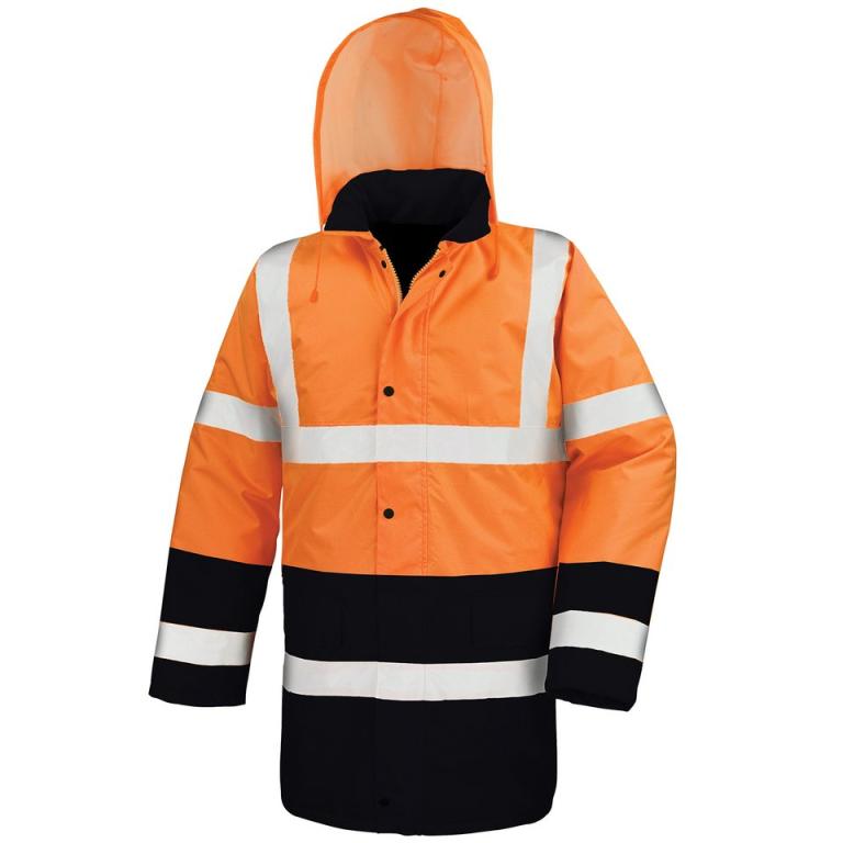 Motorway two-tone safety coat Fluorescent Orange/Black