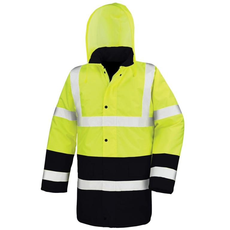 Motorway two-tone safety coat Fluorescent Yellow/Black