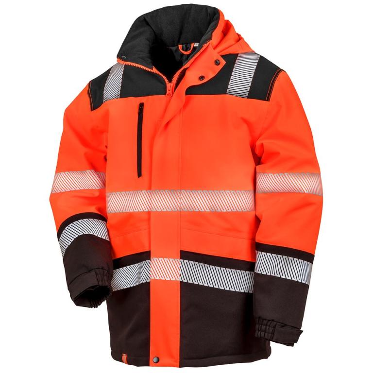 Printable softshell safety coat Fluorescent Orange/Black