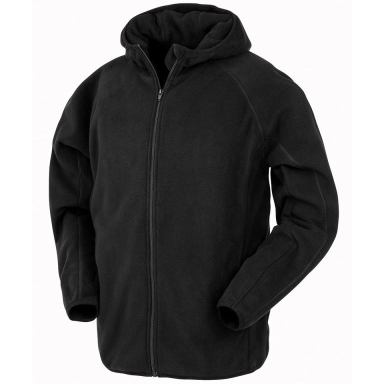 Recycled hooded microfleece jacket Black