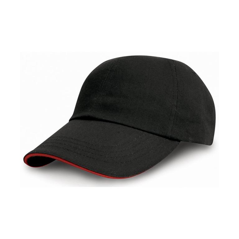 Heavy cotton drill pro-style with sandwich peak Black/Red