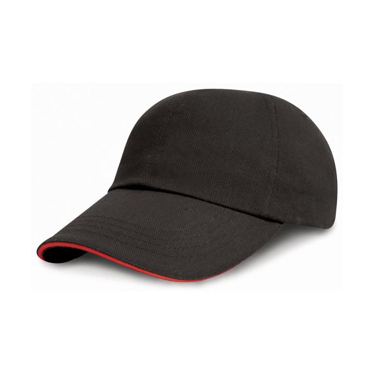 Low-profile heavy brushed cotton cap with sandwich peak Black/Red