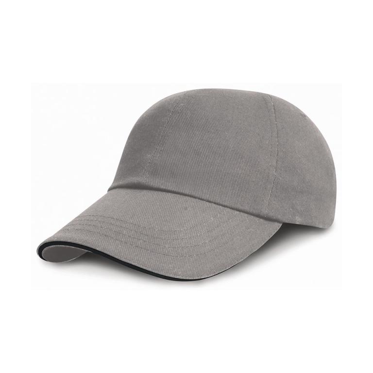 Low-profile heavy brushed cotton cap with sandwich peak Grey/Black