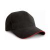 Pro-style heavy cotton cap with sandwich peak Black/Red