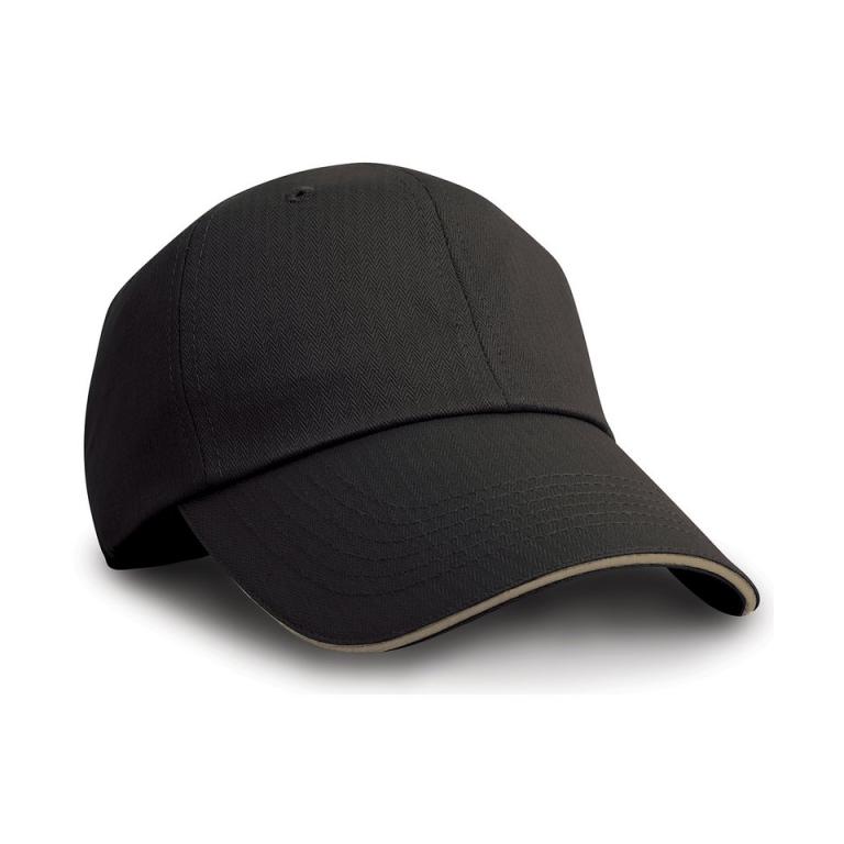 Herringbone cap with sandwich peak Black/Tan