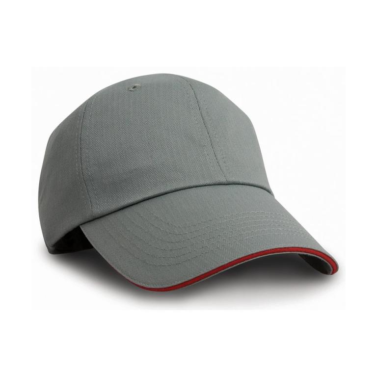 Herringbone cap with sandwich peak Grey/Red