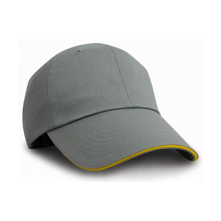 Herringbone cap with sandwich peak Grey/Yellow